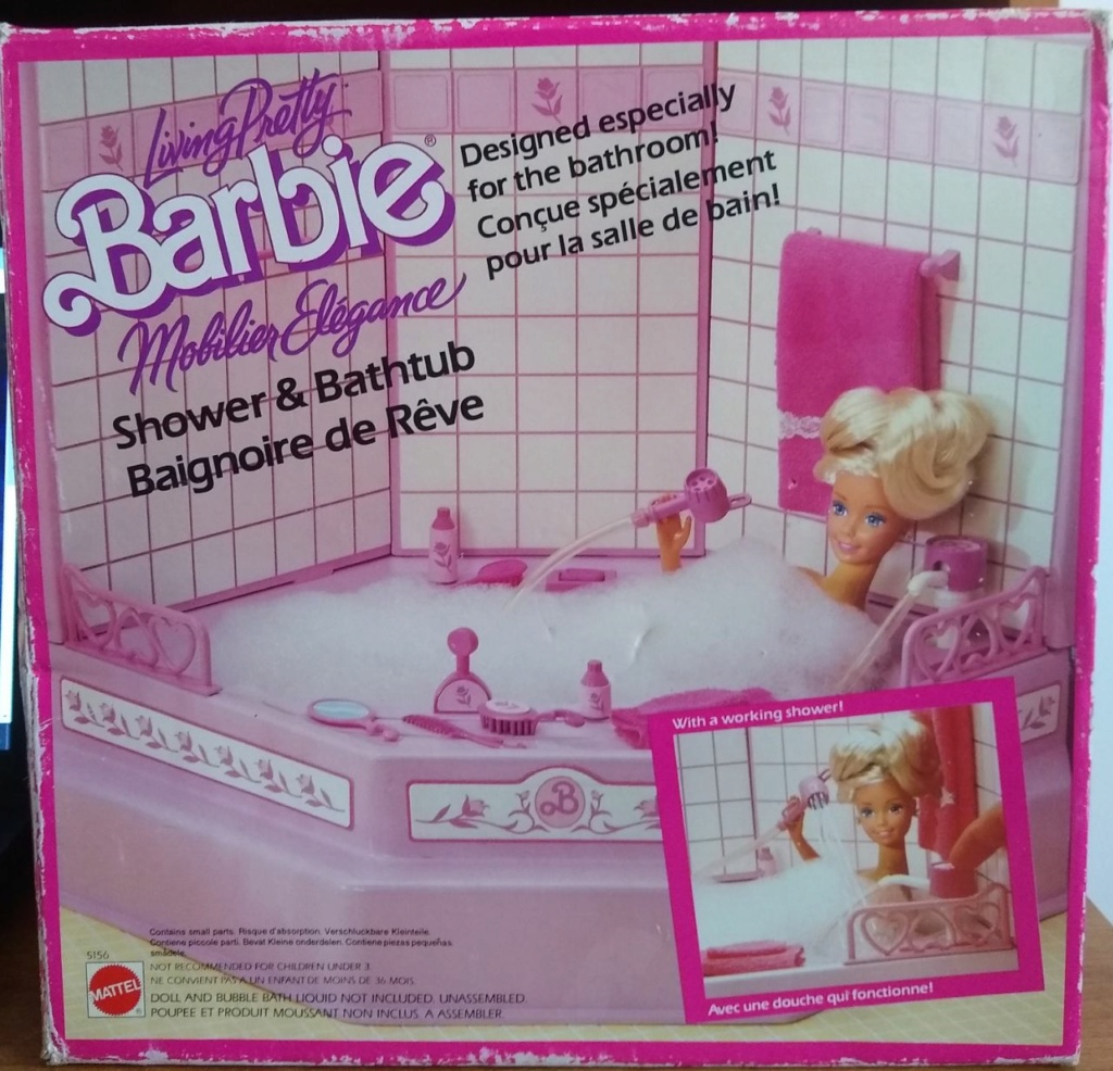 barbie - Barbie Mattel 1987 Shower & Bathtub Mobili Liberty Wohnwelt Mobilier Elegance Living Pretty Msg15112