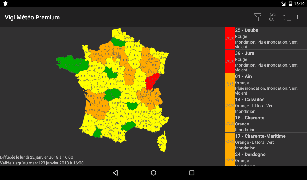 [APP] Alerte Météo : Vigilance météorologique de Météo France sur votre smartphone ou votre tablette. 01_car12
