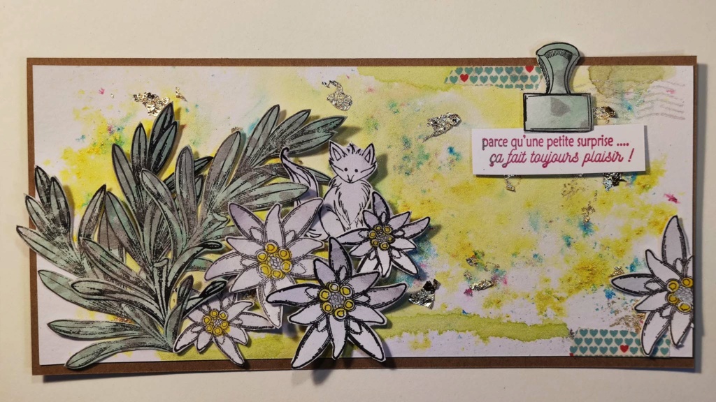 Tuto carte avec les fleurs de montagne et edelweiss Youtube Scrap-10