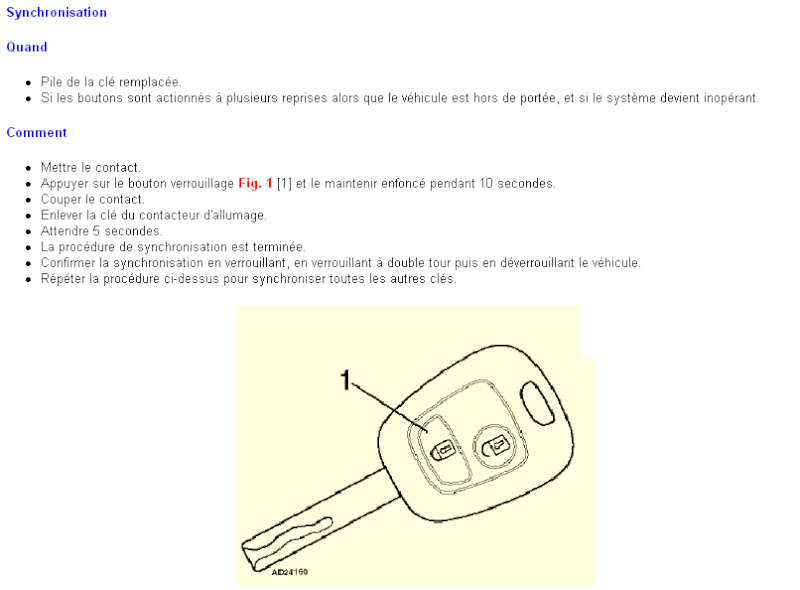 [ Peugeot 307 2.0 HDI an 2004 ] Problème apprentissage télécommande verrouillage centralisée Synchr10