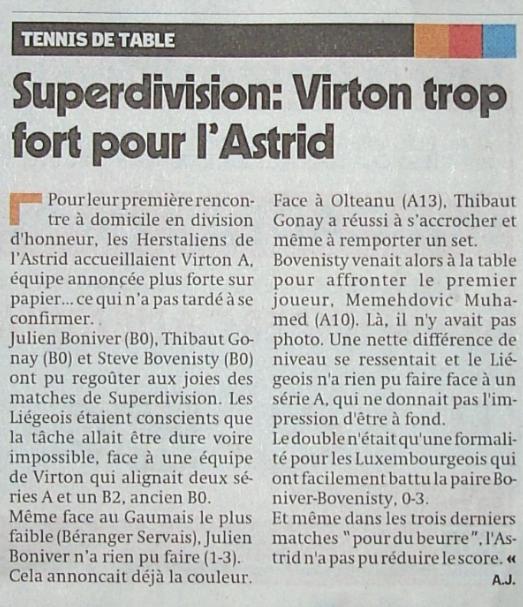 RCTT Astrid : Premier match  domicile pour les Messieurs en Superdivision Articl11