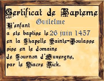 Baptme de Guilelme - 26 juin 1457 - Page 3 Certif10