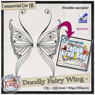 Doodled Fairy wing- By Kim B this includes the PNG and the ABR brush for you to use ;-) Kb-doo10