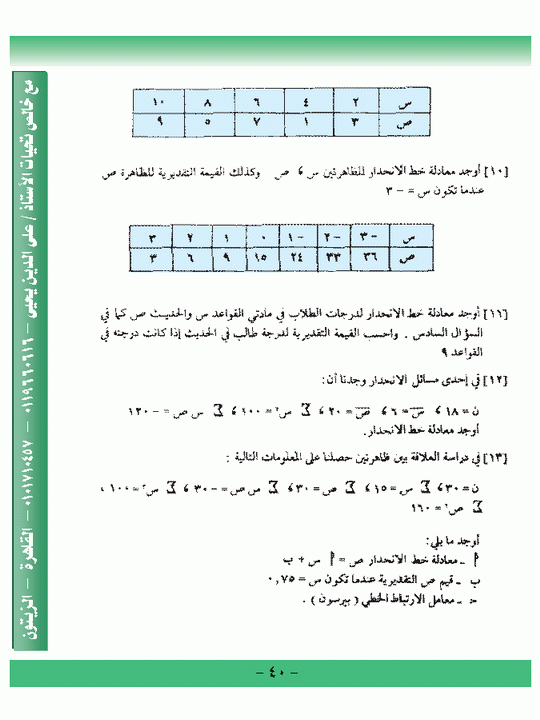 الباب السادس : الارتباط والانحدار Micr1581