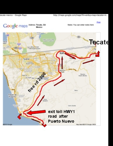 NORTH from ensenada to Tecate on great road 2000 Map_en10