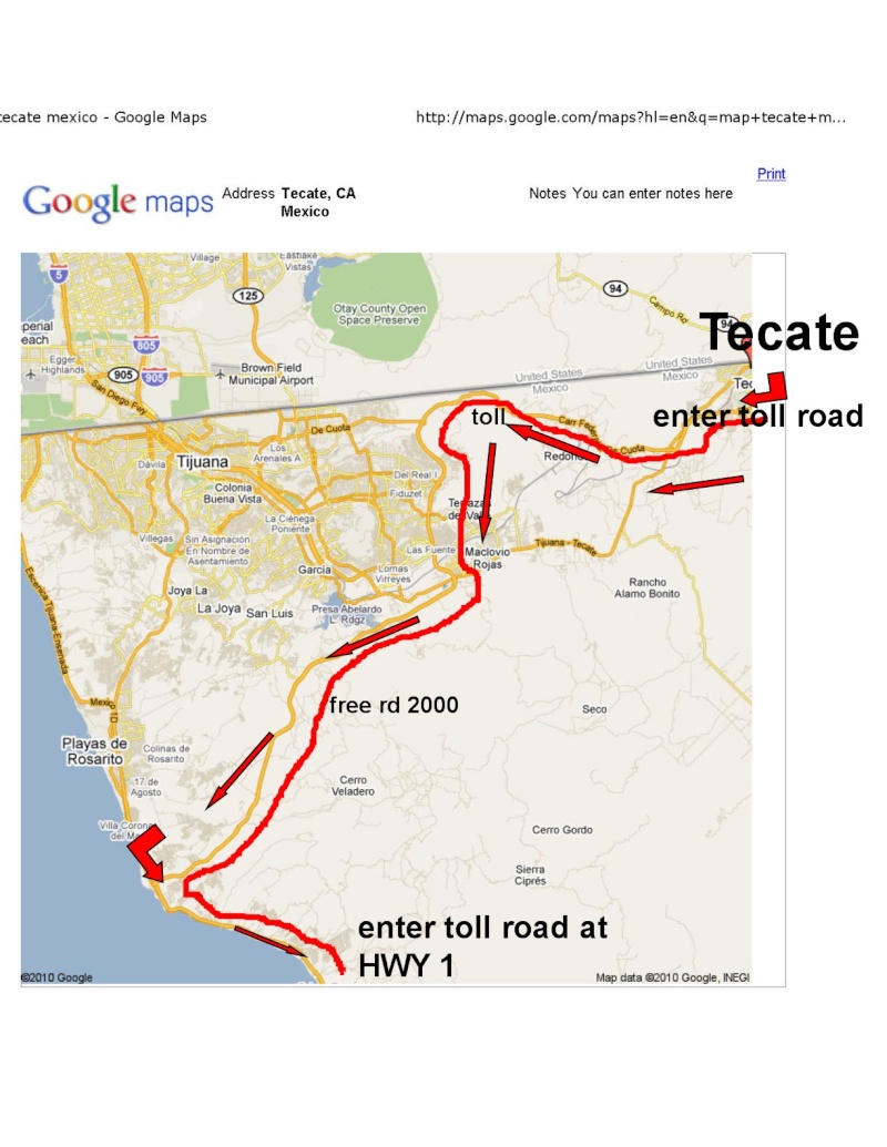 going south from tecate on the road that has no traffic to 1 Map_te10