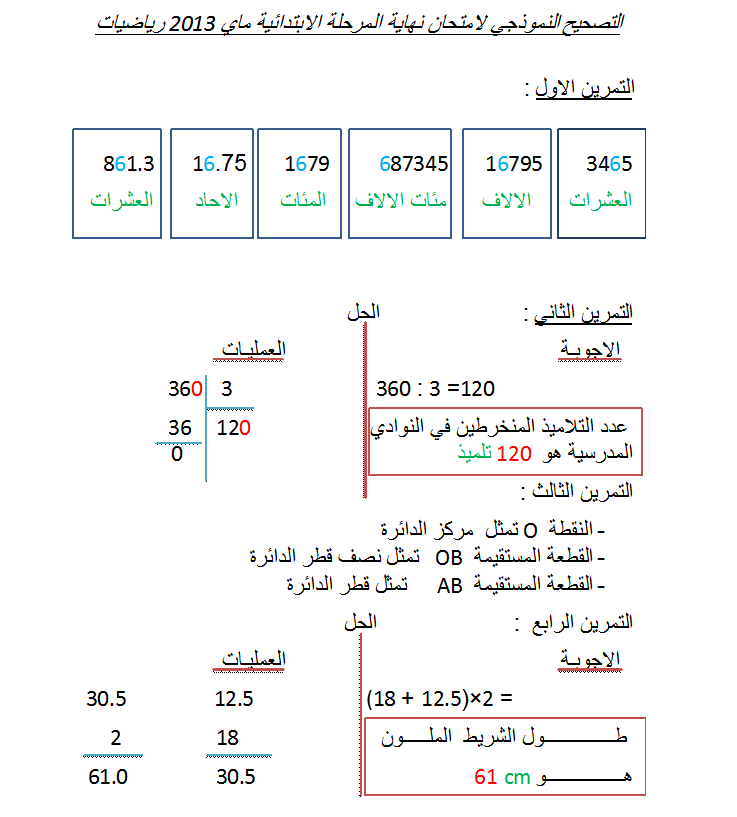 حصريآآ ,, مواضيع امتحان شهادة التعليم الابتدائي 2013  █▒◄المواضيع و الحلول █▒◄ Math10