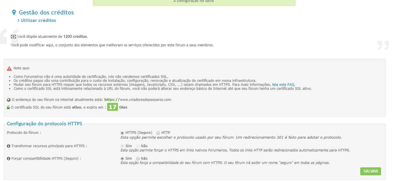 Certificado de segurança sumiu depois de manutenção da FORUMEIROS  Ajuda110