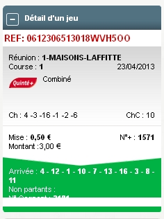 23/04/13 --- MAISONS-LAFFITTE --- R1C1 --- Mise 3 € => Gains 0 € Screen17