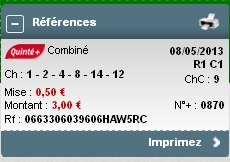 08/05/13 --- LONGCHAMP --- R1C1 --- Mise 3 € => Gains 0 € Screen71