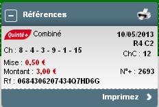 10/05/13 --- PARIS-VINCENNES --- R4C2 --- Mise 3 € => Gains 1,95 € Screen73