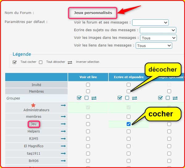 Permissions des groupes Helper12