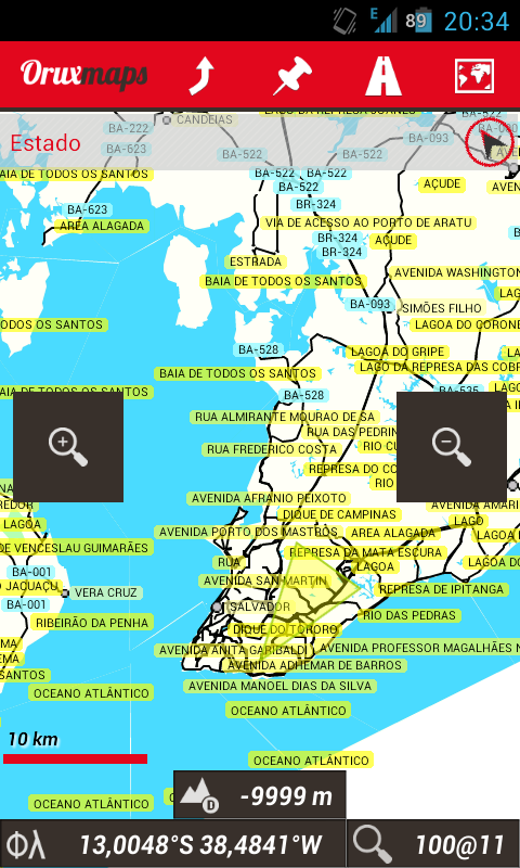 Usando OruxMaps sin un mapa Screen10