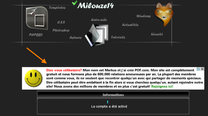 Pub non désirée lors d'activation de membre 118