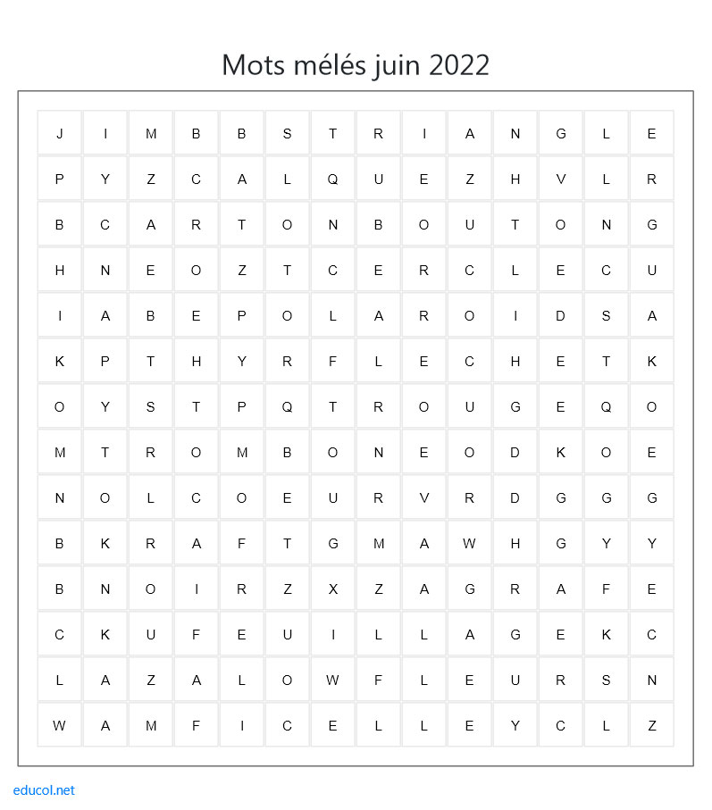 Loto / Bingo de juin 2022 - Page 2 Mots-m10