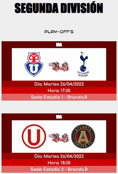 [HES-SDv21] Horarios Play-Off's IDA & VUELTA de Ligas 1D & 2D // Finales de Ligas 1D & 2D Play-o11