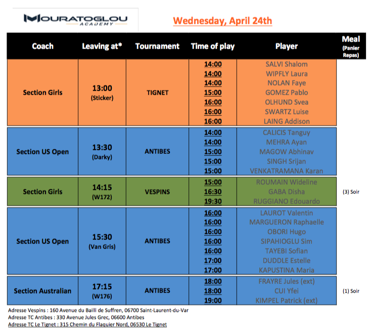 Wednesday, April 24th