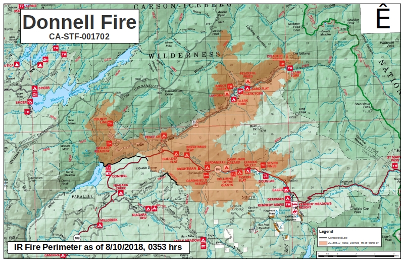 DONNELL FIRE UPDATE MAP, CLOSING IN ON ATV CAMP 2018_010