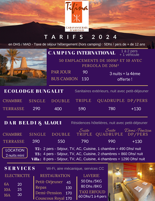 [Maroc Camp/Dernières nouvelles] TIFINA Tarifs 2024 Tifina11