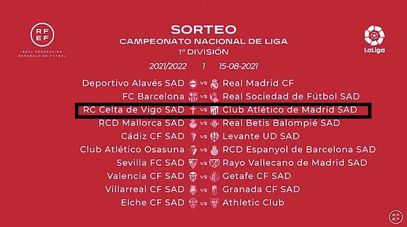 2021-2022  | 1ª Jornada  | R.C. Celta 1-2  Atlético de Madrid  16250610
