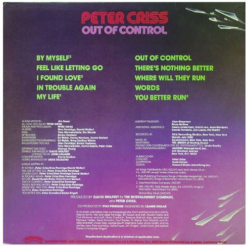 PETER CRISS - OUT OF CONTROL 20230223