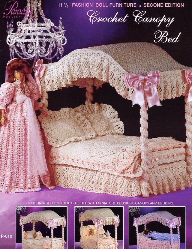  	 Paradise publications - Fashion Doll Collection - Crochet Canopy Bed 6a036110