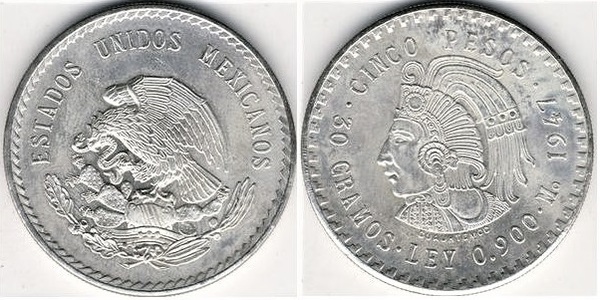 5 Nuevos Pesos. Uruguay (1975) 150º Aniversario de la Independencia. Foronu10