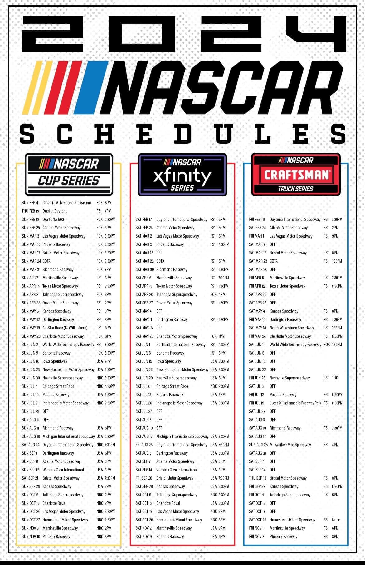 Calendrier NASCAR Cup 2024