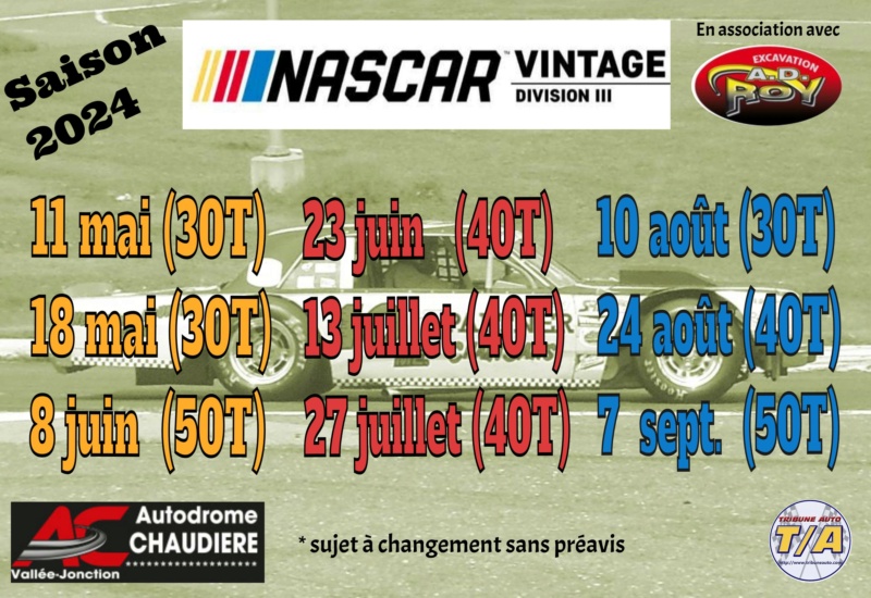 Calendrier NASCAR Vintage 2024