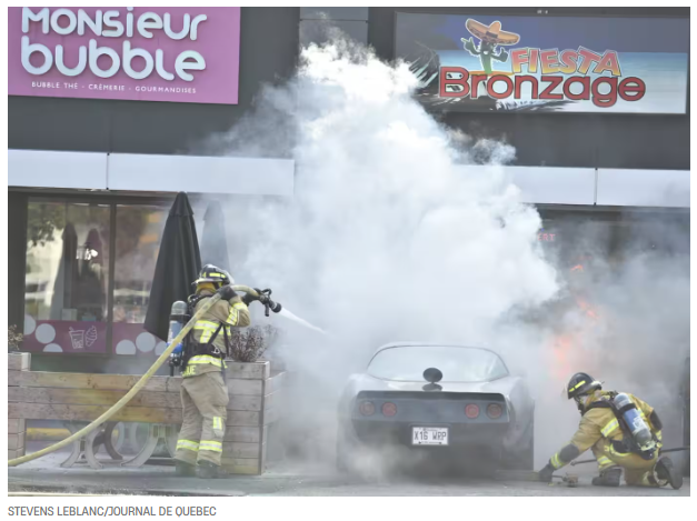 Une voiture prend feu à Lévis (St-Nicolas)  Captur19