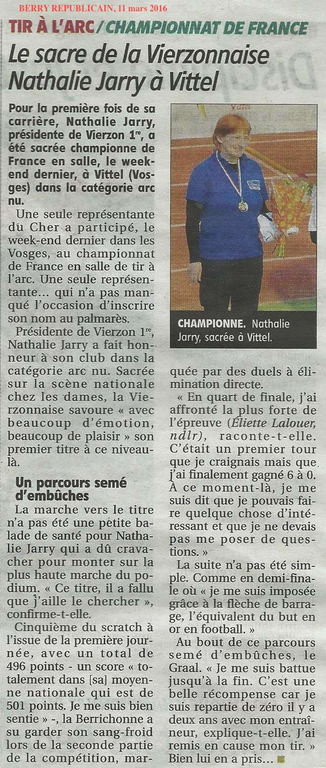 Championnat de France salle 2016 Nath10
