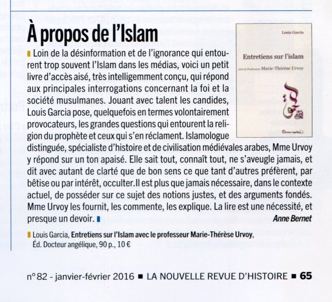 avec - Nouveauté : Entretiens sur l'islam avec le professeur Marie-Thérèse Urvoy Nrh00110