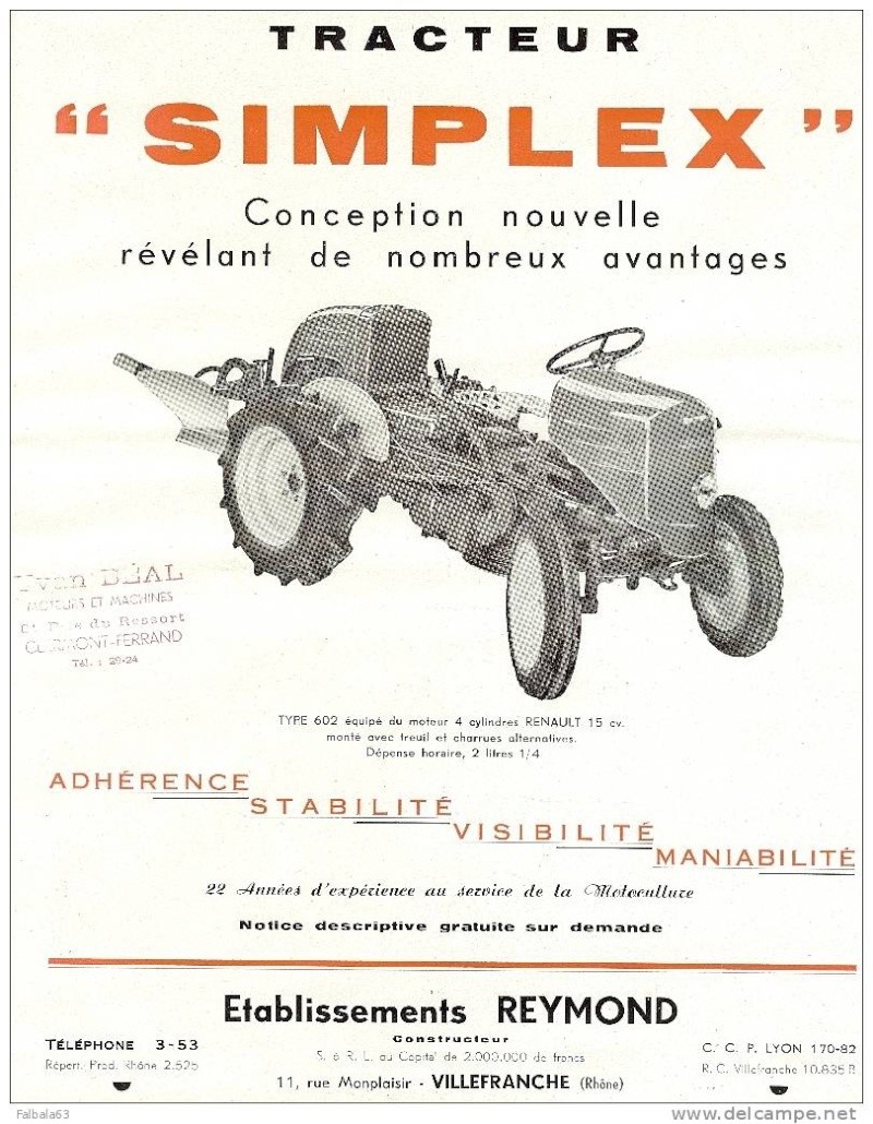 REYMOND SIMPLEX : les tracteurs et autres mototreuils Pub_6010