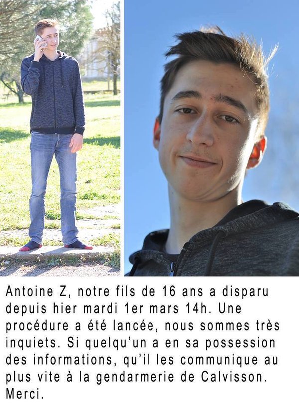 (disparition inquiétante à Clarensac) «Antoine,nous ne sommes pas fâchés et tu peux rentrer quand tu veux» dans le Gard Ccp7-l10