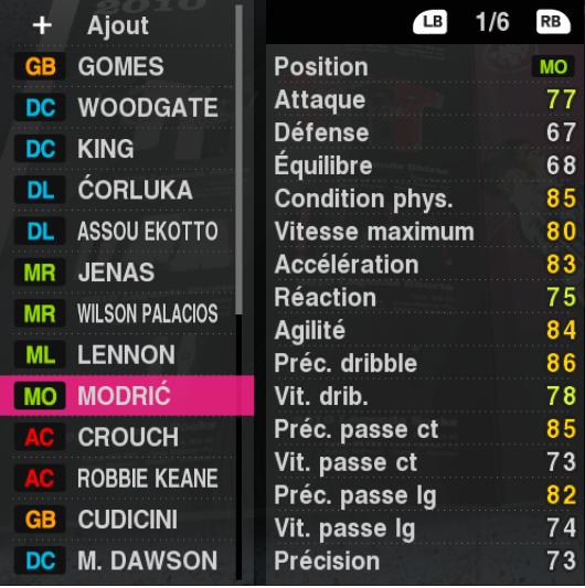 Stats des joueurs PES 2010 Modric10