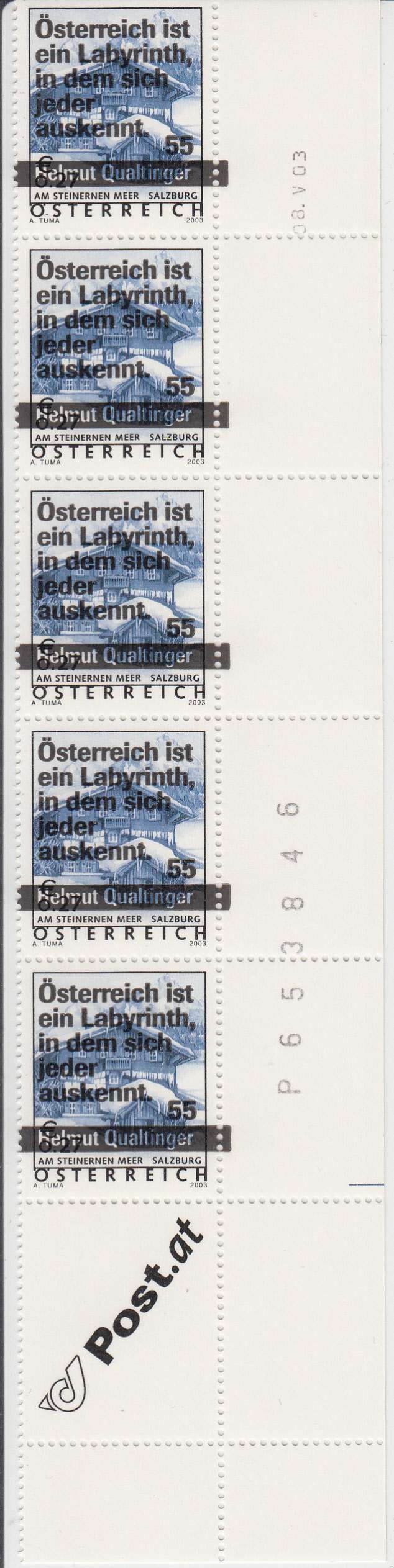 Österreich - Druckdaten der Überdruckmarken "Ferienland Österreich" Yberdr11