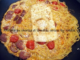 Frittata au chorizo, tomates cerises et spaghettis Img_1231