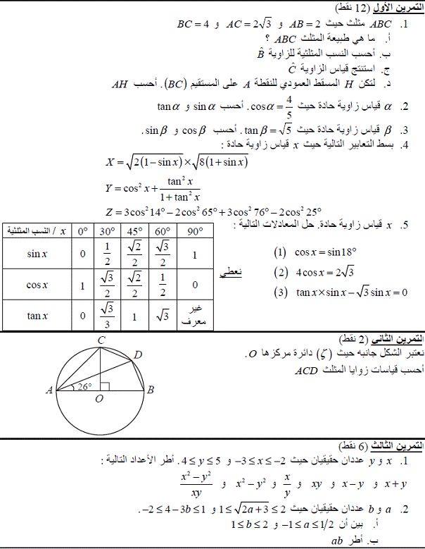 تمارين هامة في الحساب المثلثي و الترتيب و الزرايا المحيطية *****الثاثة اعدادي****** Clip_i14