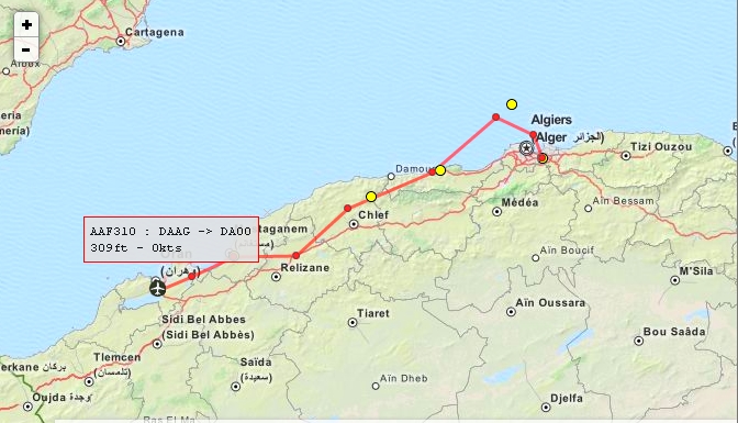 Vol en réseau VATSIM DAAG=>DAOO A320 Map110