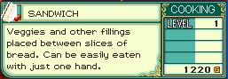 Rune Factory 2 : Les Recettes Cuisine Sandwi10