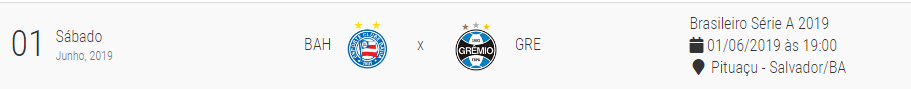 (DERROTA) Bahia 1 x 0 Grêmio   01/06/2019 às 19:00 7° Rodada Bahxgr10