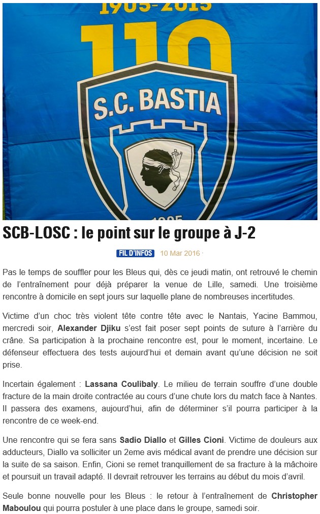 Avant match : Bastia - Lille S34