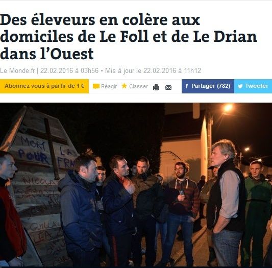 Finistère : Des éleveurs en colère interpellent Stéphane Le Foll L10