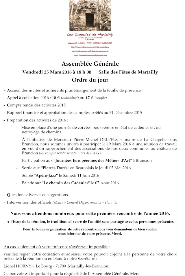 "Les Cadeules de Martailly" Assemblée Générale Convoc10
