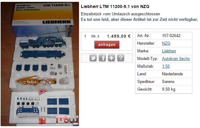 Liebherr LTM11200 SARENS NZG Ltm11210