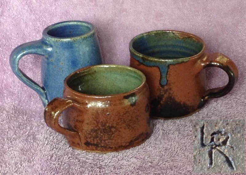 three small mugs by "LR"  Lr10