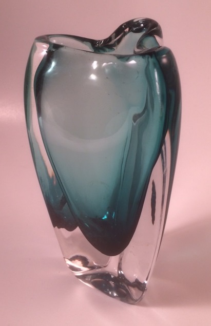 3 sided Aqua coloured cased glass vase - Czech or Italian? Img_3412