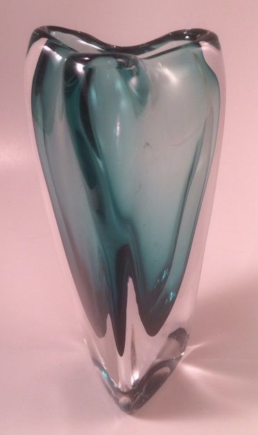 3 sided Aqua coloured cased glass vase - Czech or Italian? Img_3413