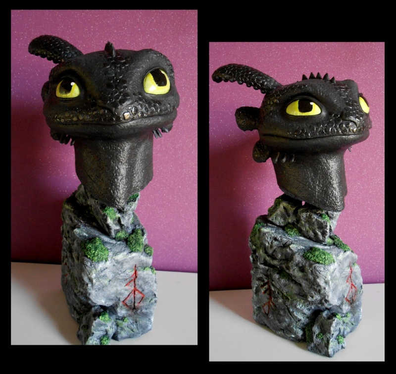 Sculpture de Diablo: Krokmou / Toothless bust - How to train your Dragon 1/4 Krokmo10