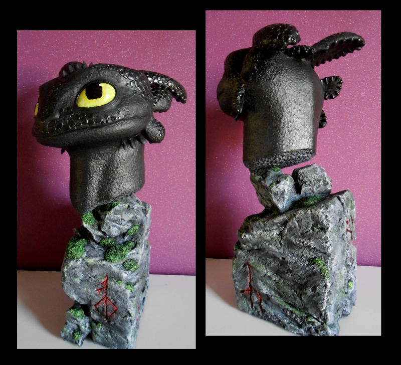 Sculpture de Diablo: Krokmou / Toothless bust - How to train your Dragon 1/4 Krokmo11